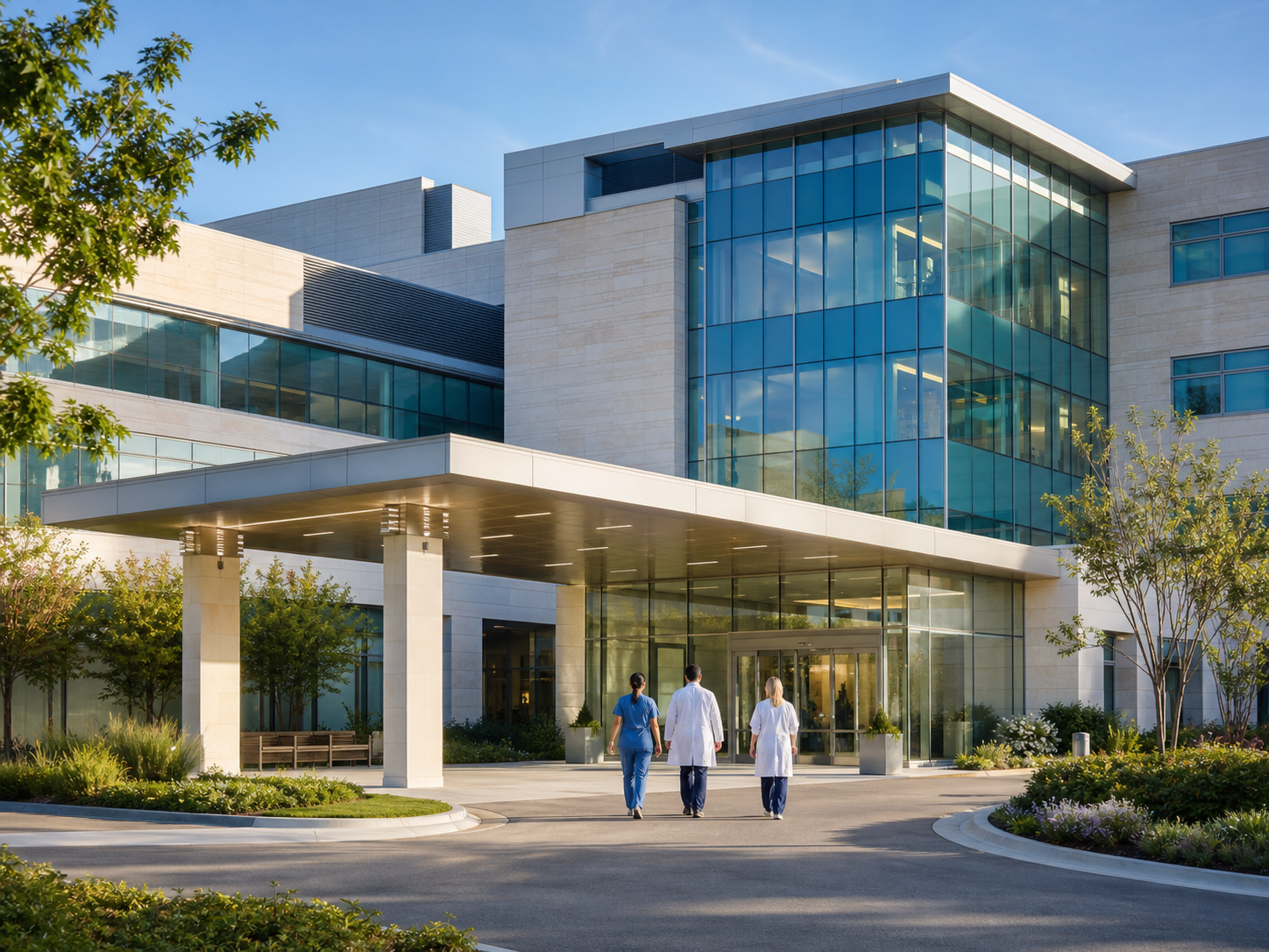 Modern hospital exterior